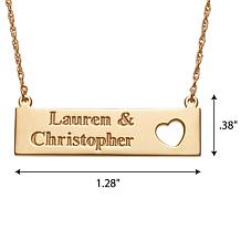 Couple's Names Open Heart Bar Necklace 