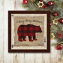 Courtside Market Framed Board - Buffalo Check Beary Merry, 8" x 8"