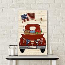 Courtside Market Patriotic Red Truck Canvas Wall Art - 18" x 26"
