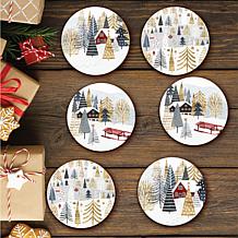 Courtside Market Winter 6-piece Ceramic Coaster Set