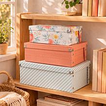 Craft Buddy Antique Floral Stacking Storage Boxes 3-piece Set