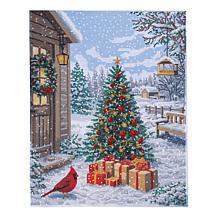 Craft Buddy Crystal Art Cardinal and Tree Winter Scene Canvas Kit