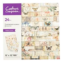 Crafter's Companion Distressed Florals 12" x 12" Paper Pad - 24 Sheets