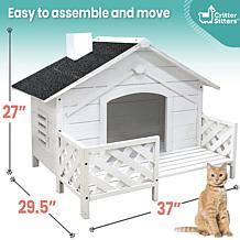 CritterSitters 27" Tall Outdoor Raised Pet House with Porch - White