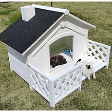 CritterSitters 27" Tall Outdoor Raised Pet House with Porch - White