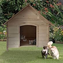CritterSitters 41"T Outdoor Raised Log Cabin Style Pet House - Natural
