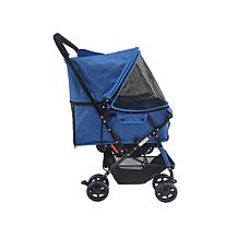 CritterSitters Double Pet Stroller with 2 Storage Baskets - Blue