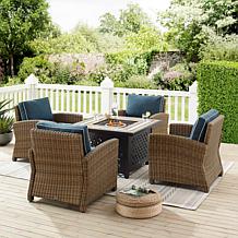 Crosley Bradenton Conversation Set, Navy/Weathered Brown - 5 Piece