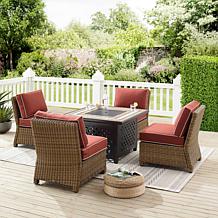 Crosley Bradenton Conversation Set Sangria/Weathered Brown - 5 Piece