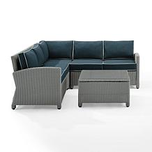 Crosley Bradenton Outdoor Wicker Sectional Set, Navy/Gray - 4 Piece