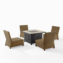 Crosley Bradenton Wicker Conversation Set Navy/Weathered Brown-5 Piece