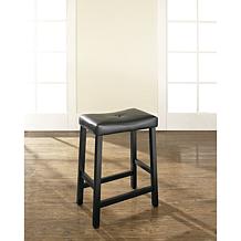 Crosley Furniture Upholstered Saddle Seat 2pc 24" Bar Stool Set-Black