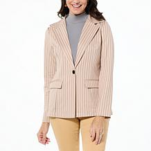 Curations x Nicole Hickl Pinstriped Knit Blazer