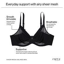 Curvy Couture Sheer Mesh Full Coverage Unlined Underwire Bra
