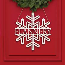 Custom Personalization Family Name Snowflake Wood Ornament