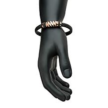 Dante Men's Braided Leather Goldtone Serrated Station Bracelet