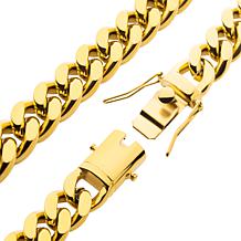 Dante Men's Gold PVD Stainless Steel 10mm Miami Cuban Link Bracelet