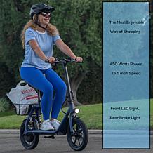 DeLorean 450W 36V Folding Seated E-Scooter w/Backrest & Accessories