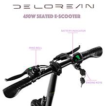 DeLorean 450W 36V Folding Seated E-Scooter w/Backrest & Accessories