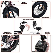 DeLorean 500W Low-Step E-Bike with Pedal Assist & Backrest