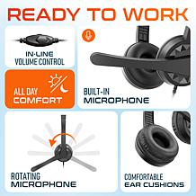 Delton 12y USB Wired Computer Headset w/ Mic for Laptops/PC