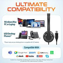 Delton 12y USB Wired Computer Headset w/ Mic for Laptops/PC
