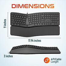 Delton KB250 USB Ergonomic Keyboard and Wrist Rest