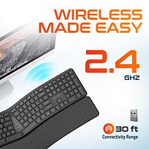 Delton KB250 Wireless Ergonomic Keyboard and Wrist Rest