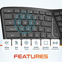 Delton KB250 Wireless Rechargeable Ergonomic Keyboard and Wrist Rest