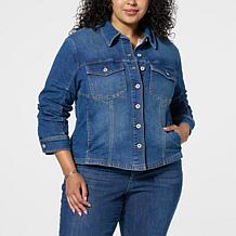 Democracy 3/4 Ruched Sleeve Button-Up Shirt Jacket