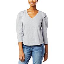 Democracy 3/4 Sleeve V-Neck Top