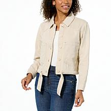 Democracy Button Down Tie-Front Denim Twill Jacket