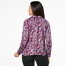 Democracy Button-Front Crochet Inset Shirt