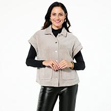 Democracy Drop Shoulder Plush Button Front Vest