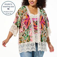 Democracy Embroidered Crochet-Trim Topper