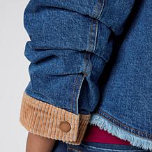 Democracy Mixed Media Ruched Sleeve Denim Jacket
