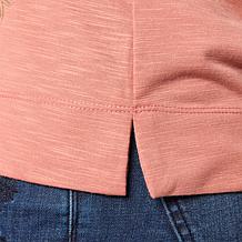 Democracy Screen-Printed Fog Foil Elbow Sleeve Knit Top