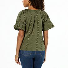 Democracy Woven Bubble-Sleeve Top