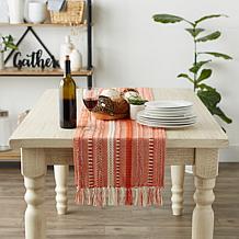 Design Imports 15" x 108" Braided Stripe Fringed Table Runner
