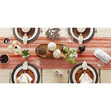 Design Imports 15" x 72" Braided Stripe Fringed Table Runner