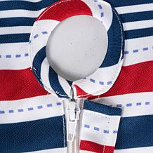 Design Imports 52" Patriotic Stripe Round Outdoor Tablecloth w/Zipper