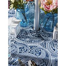 Design Imports 60" Blue Paisley Print Round Tablecloth with Zipper