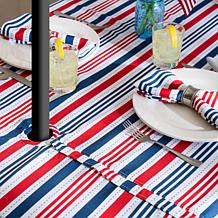 Design Imports 60" x 120" Patriotic Stripe Outdoor Tablecloth w/Zipper