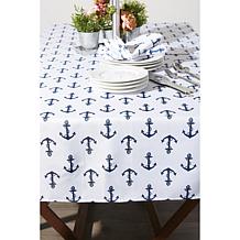 Design Imports 60" x 84" Anchors Print Outdoor Tablecloth with Zipper