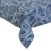 Design Imports 60" x 84" Blue Paisley Print Tablecloth with Zipper