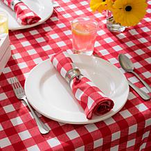 Design Imports 60" x 84" Red Check Outdoor Tablecloth with Zipper