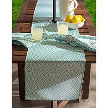 Design Imports Aqua Diamond Outdoor Table Runner w/Zipper - 14" x 108"