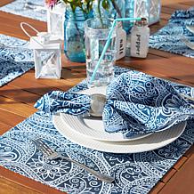 Design Imports Blue Paisley Print Outdoor Napkin Set of 6