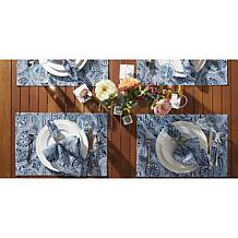 Design Imports Blue Paisley Print Outdoor Reversible Placemat Set of 6