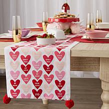 Design Imports Conversation Hearts Table Runner 14"x72"